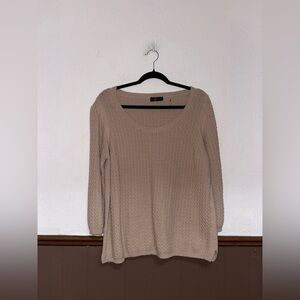 Beige Knit 3/4 Sleeve Sweater